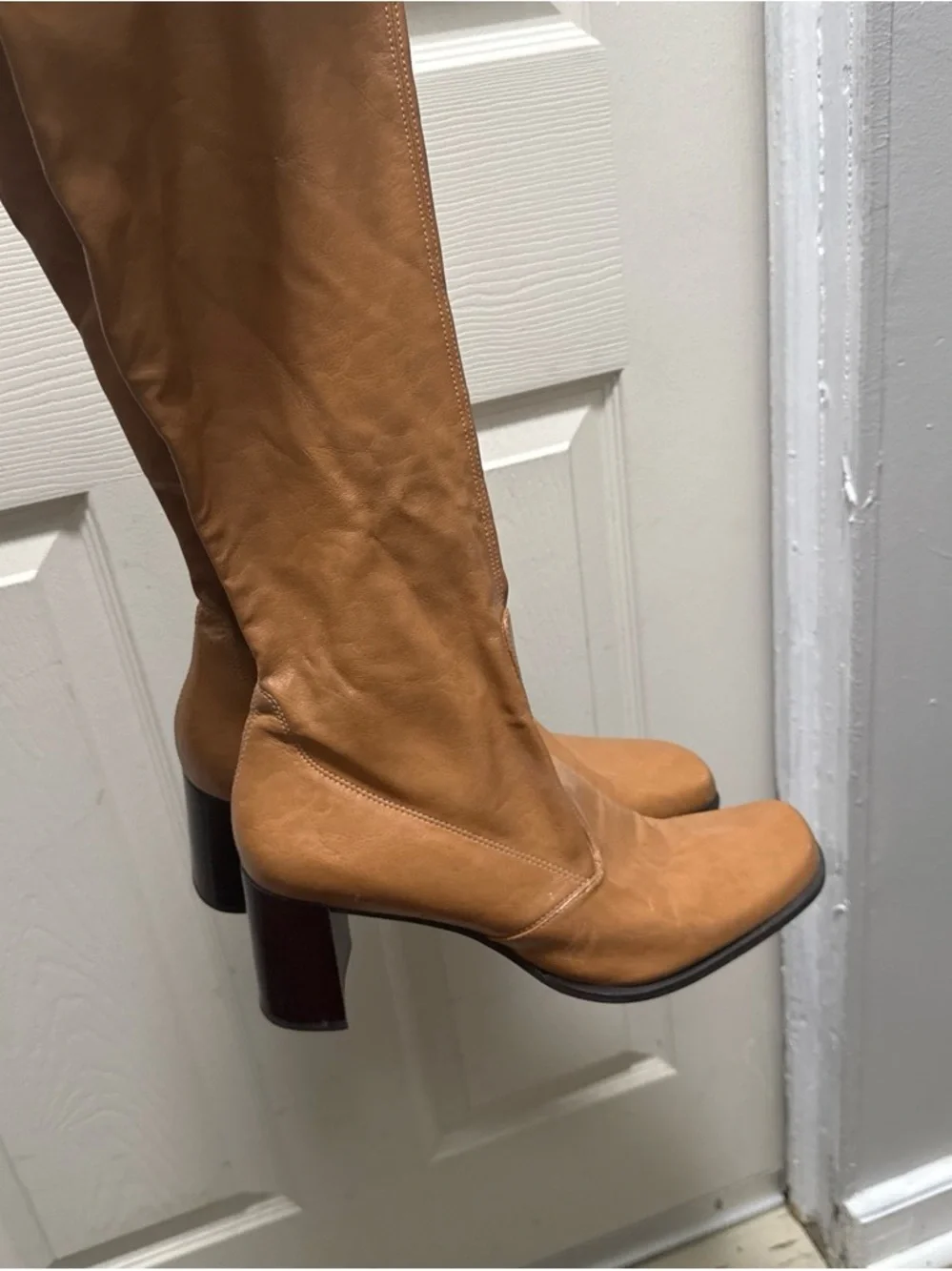 Franco sarto Women's Tall Tan Leather Block Heel Boots